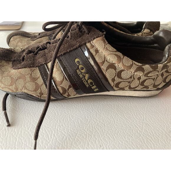 Coach Remonna Signature Jacquard And Suede Monogram Sneakers Size 8B - Picture 1 of 7